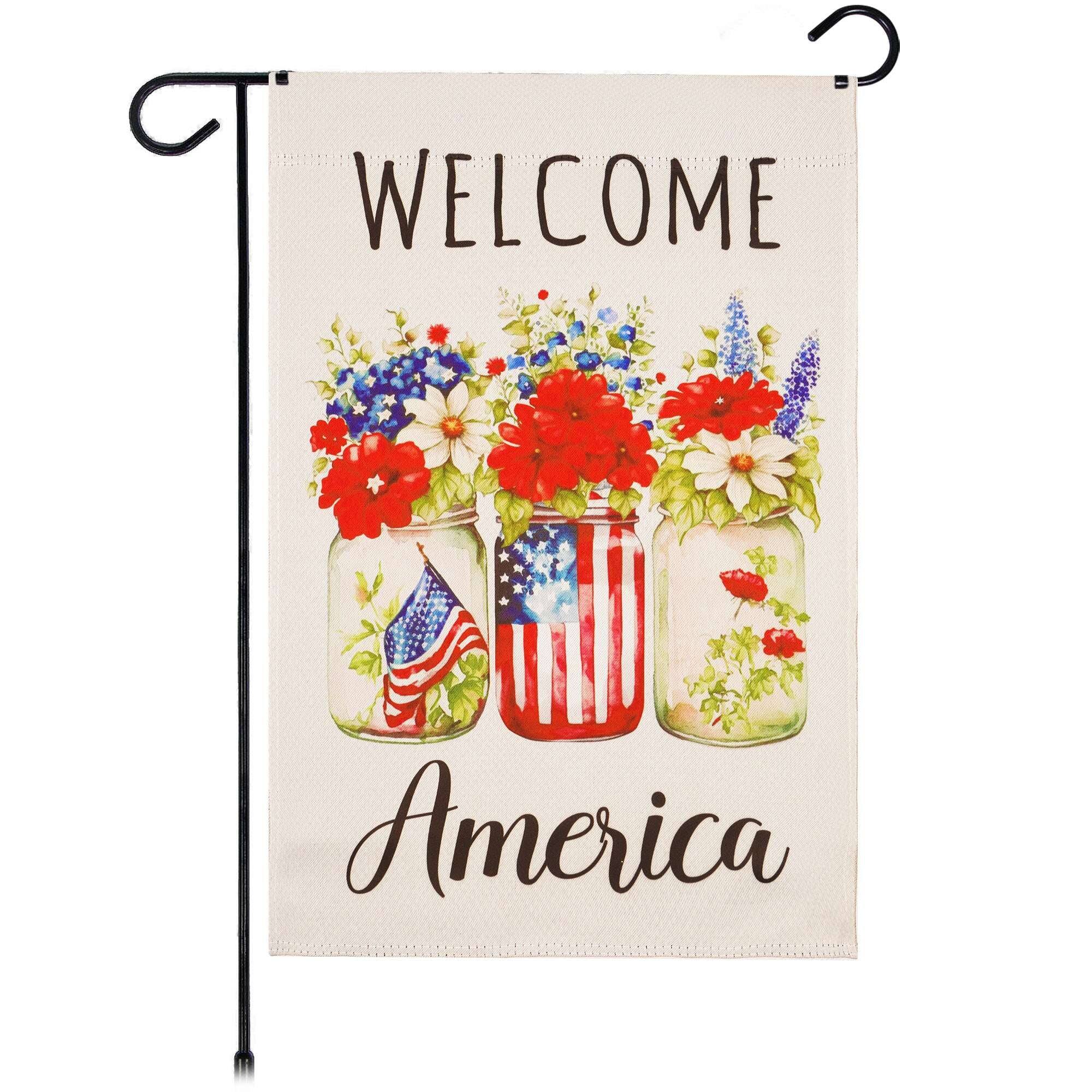 Photos - Other Decoration Mason G128 - Welcome America  Jars Garden Flag, 12 x 18 in Double-Sided Independence Day Decoration - Multicolor 