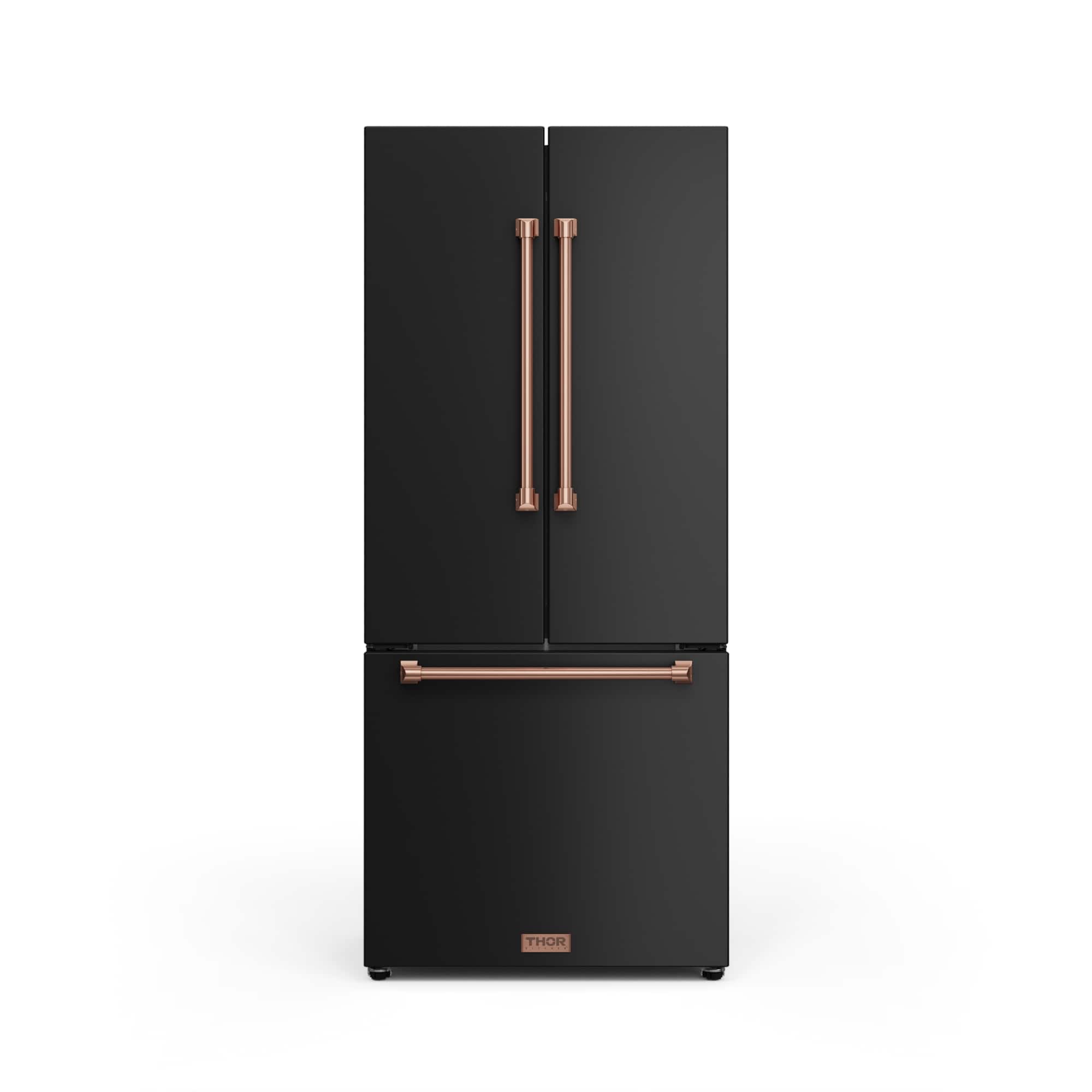 Gordon Ramsay Series by Thor Kitchen 17.5 Cu. Ft. Counter Depth Refrigerator with Rose Gold Hardware - Black - Front_Zoom