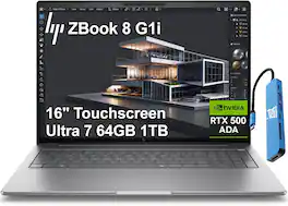 HP - Upgraded - ZBook 8 G1i 16" FHD+ Touchscreen Mobile Workstation - Intel Core Ultra 7 255H - NVIDIA RTX 500 Ada - 64GB RAM - 1TB SSD - Sliver Gray