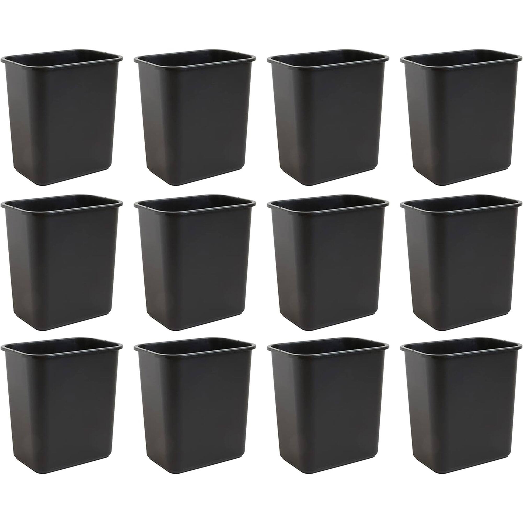 Front. United Solutions - United Solutions 12 Pack Trash Wastebasket for Commercial and Kitchen, 7 Gallon - Black.