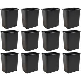 United Solutions - 12 Pack Trash Wastebasket for Commercial and Kitchen, 7 Gallon - Black
