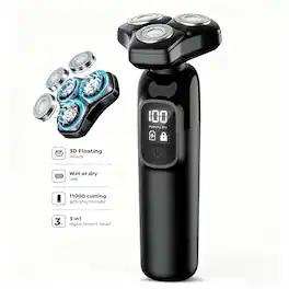 Dazzed Corner - 3-in-1 Electric Razor for Men, Waterproof Rotary Shaver & Trimmer - Black