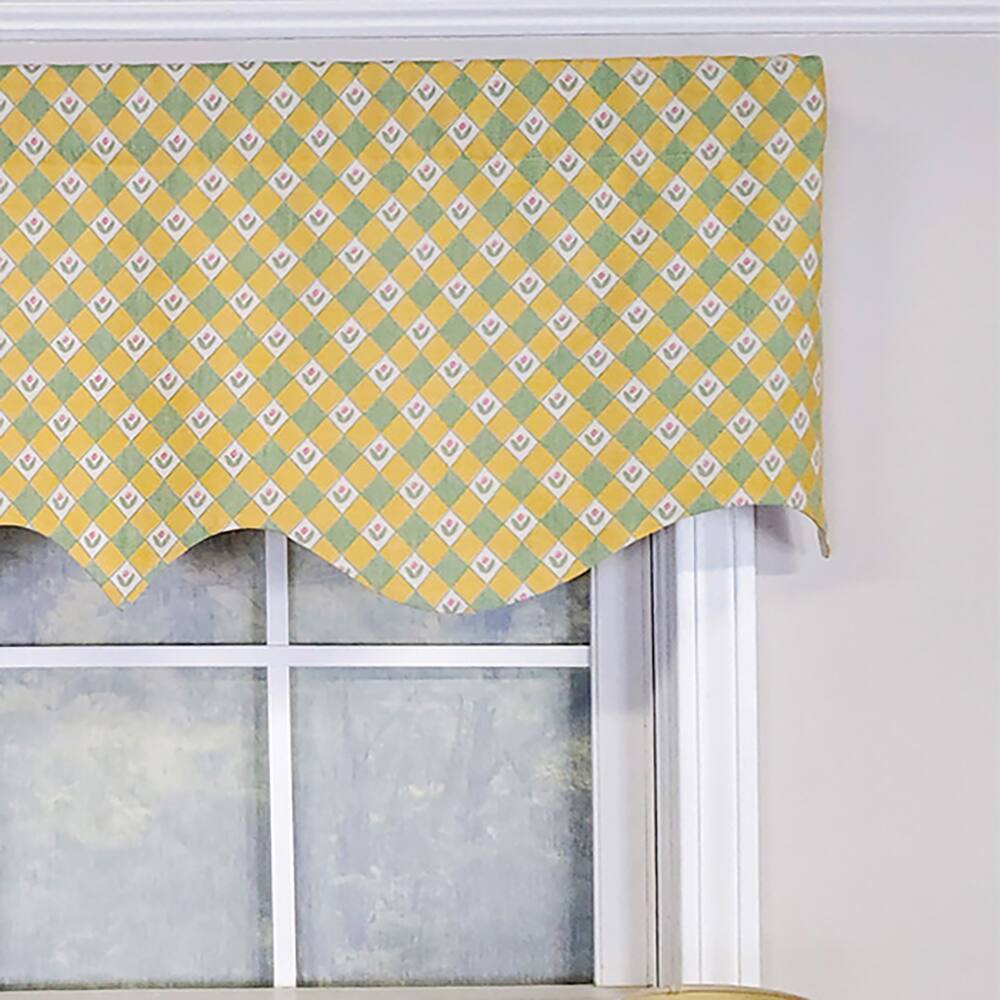 Left. RLF Home - RLF Home Modern Design Classic Petite Flower Regal Style Window Valance 50" x 17" Spring - Spring.