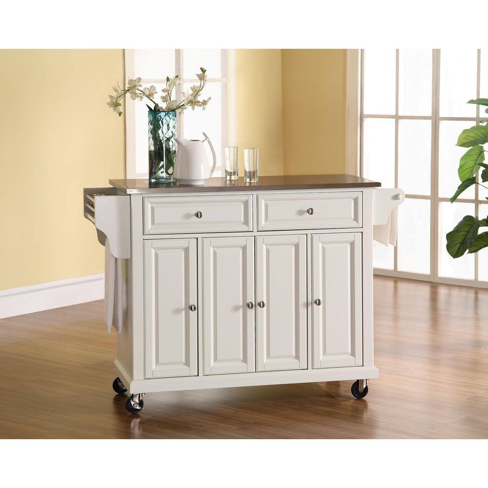 Alt View 1. Crosley Furniture - Full Size Stainless Steel Top Kitchen Cart - White.