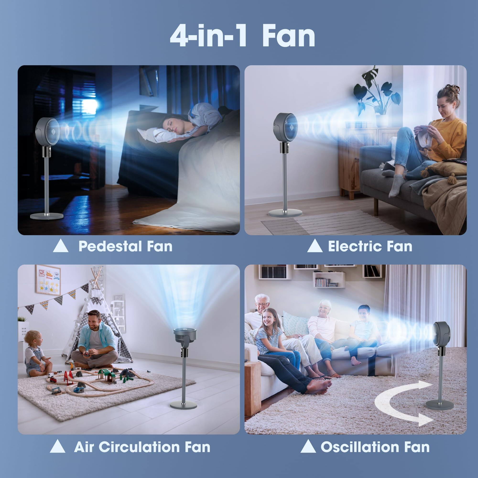 4-in-1 Fan

Pedestal Fan  
Electric Fan  
Air Circulation Fan  
Oscillation Fan