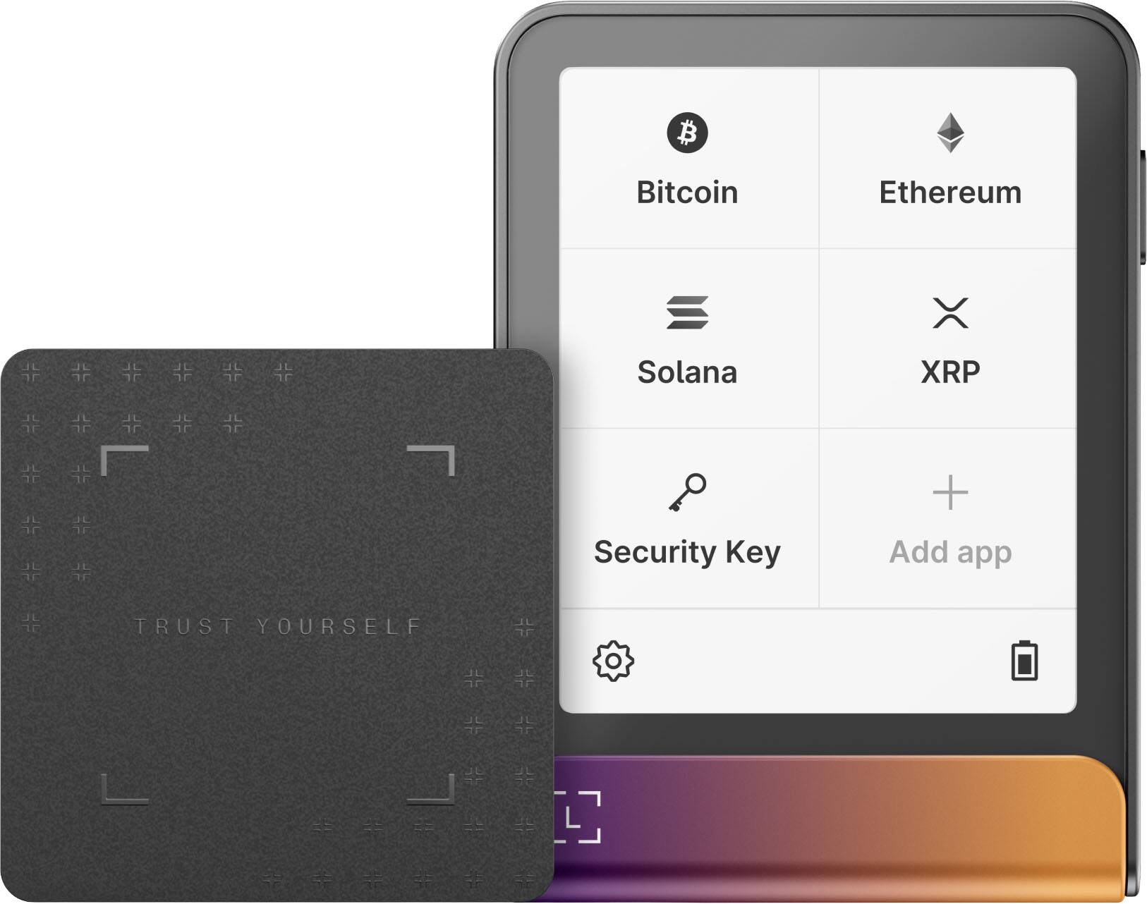 Bitcoin Ethereum  
Solana XRP  
Security Key  
Add app  
TRUST YOURSELF