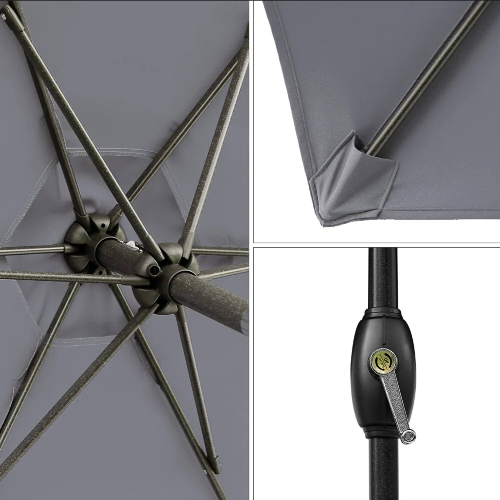 Alt View 4. Mondawe - 7.5 Feet Market Umbrella with Crank Lift & Tilt - Grey.