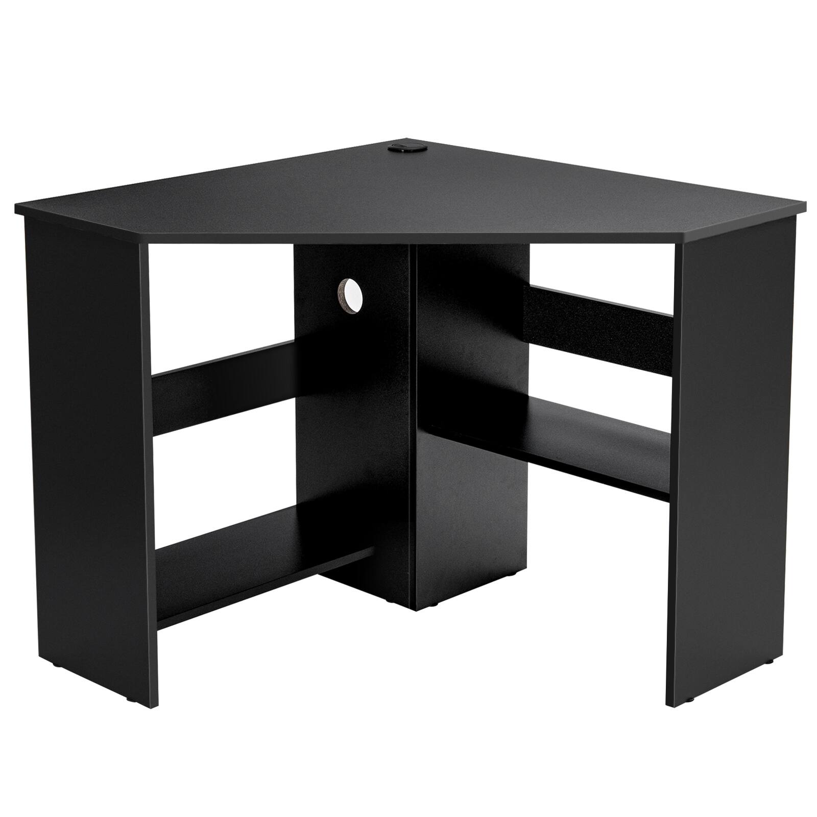 Alt View 21. Costway - Triangle Corner Computer Desk with Storage Shelf - Black.