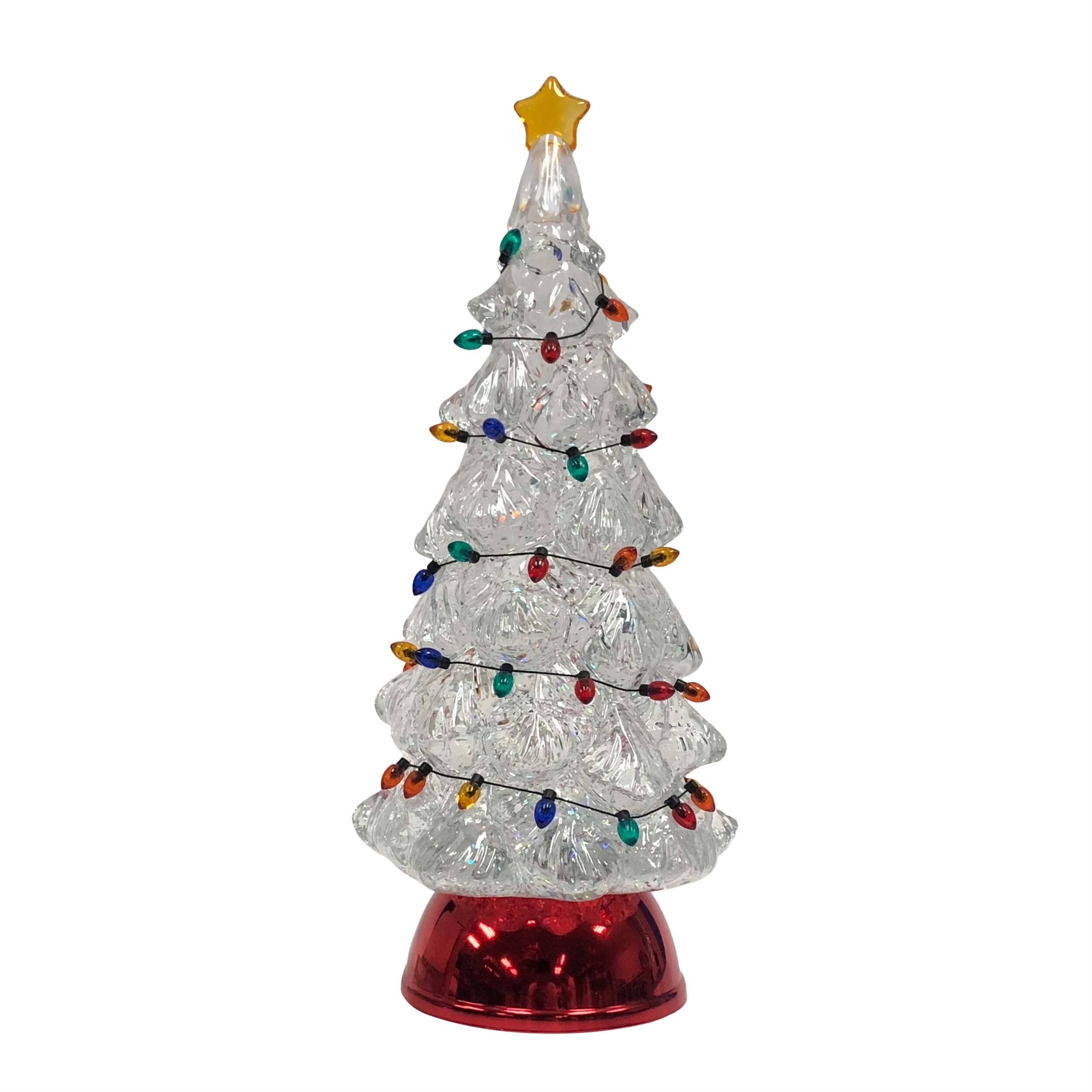 Left. BreeBe - LED Christmas Tree with Holiday Lights 11.5"H - White, Red, Green.