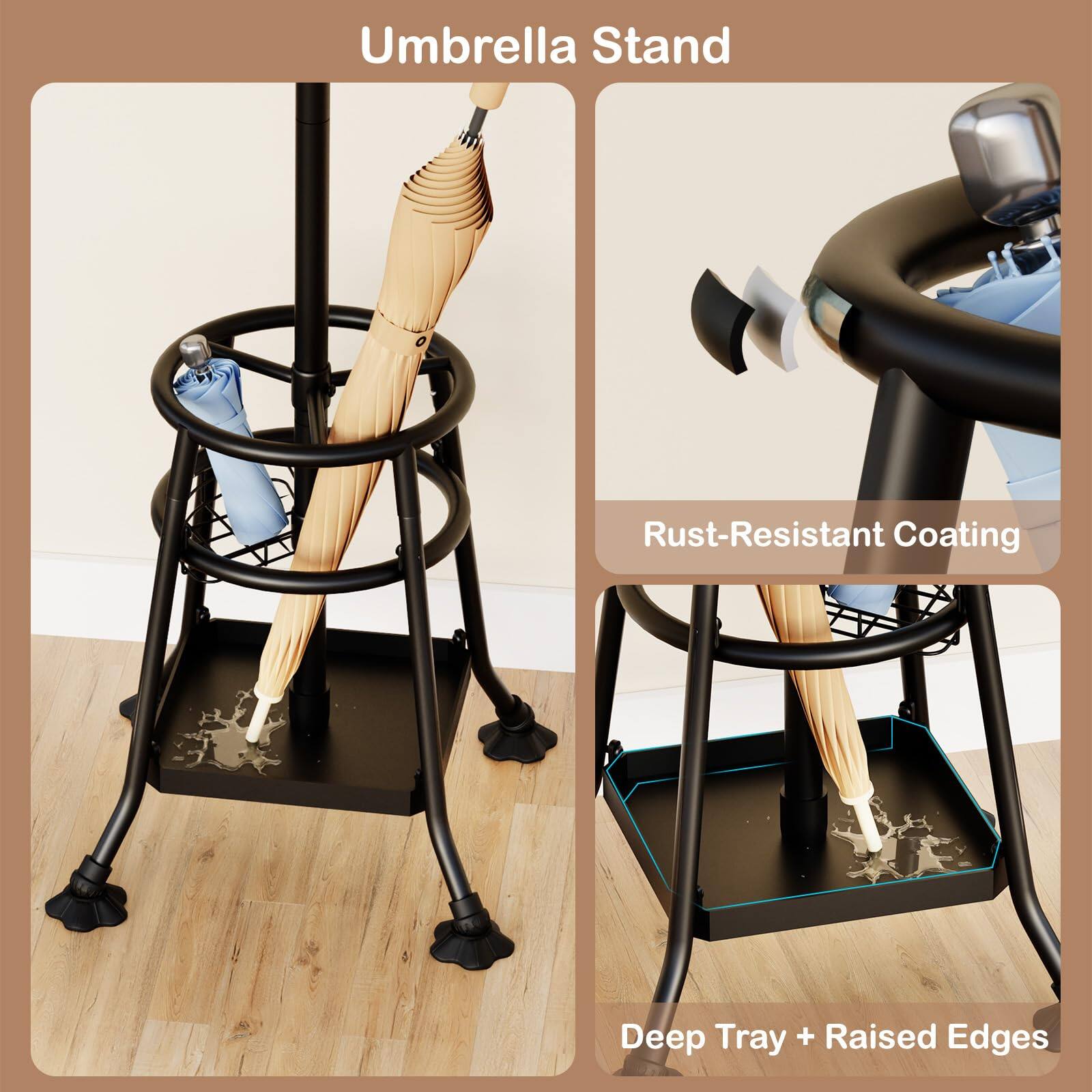 Umbrella Stand

- Rust-Resistant Coating
- Deep Tray + Raised Edges