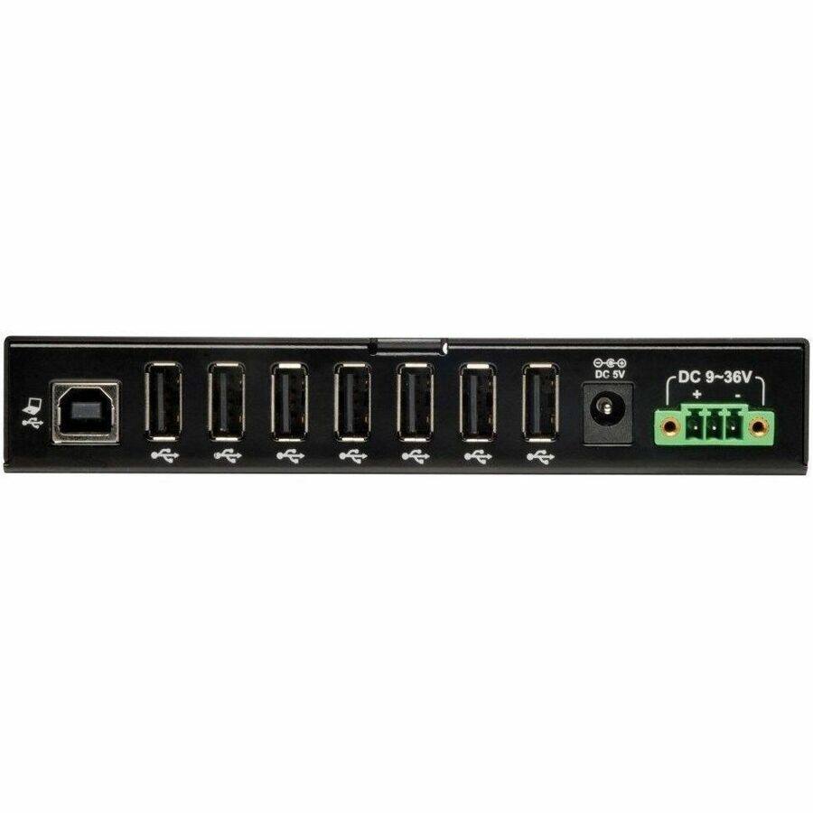 Alt View 1. Tripp Lite - Eaton Tripp Lite Series 7-Port Industrial-Grade USB 2.0 Hub - 15 kV ESD Immunity, Metal Housing, Mountable - w 15KV ESD - Black.