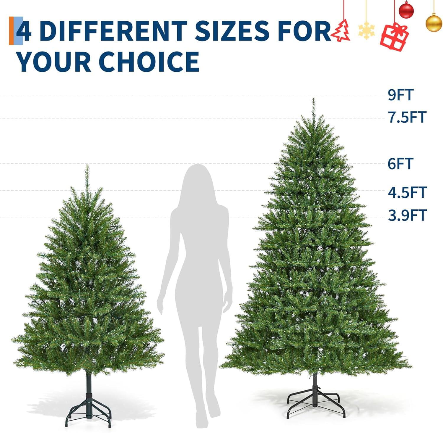 Alt View 3. Jojoka - 9ft Pre-Lit Artificial Christmas Tree 900 LED Lights Foldable Stand Foot Pedal Easy Setup - Green 9ft.