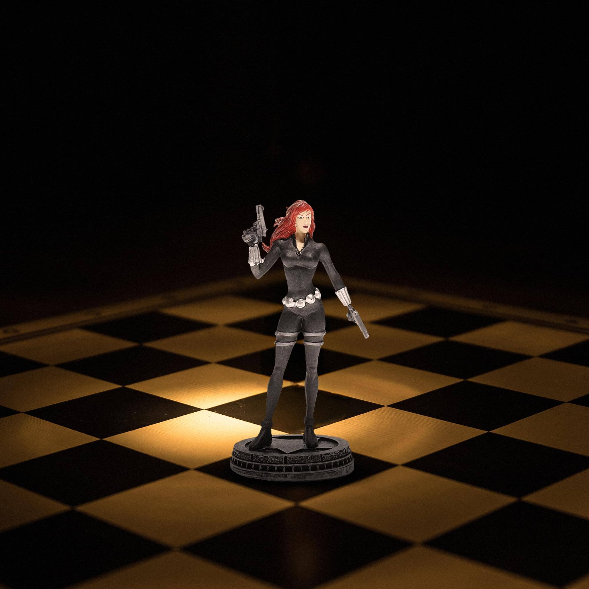 Alt View 5. Marvel - Marvel Chess Collection #25 Black Widow (Pawn) | Chess Piece Only - Black.
