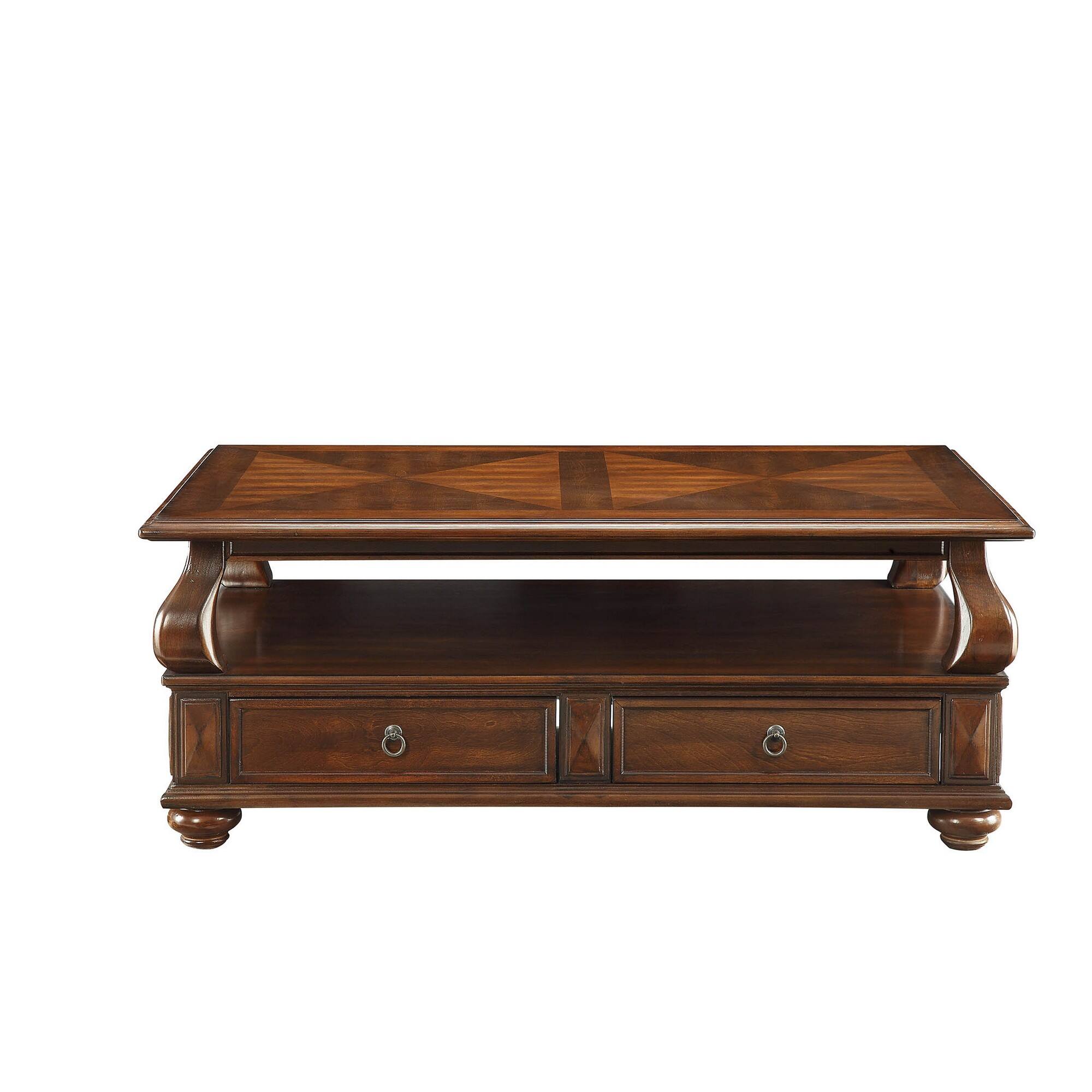 Alt View 1. Manhattan Lane - Elegant Coffee Table With 2 Drawers - Walnut Brown.