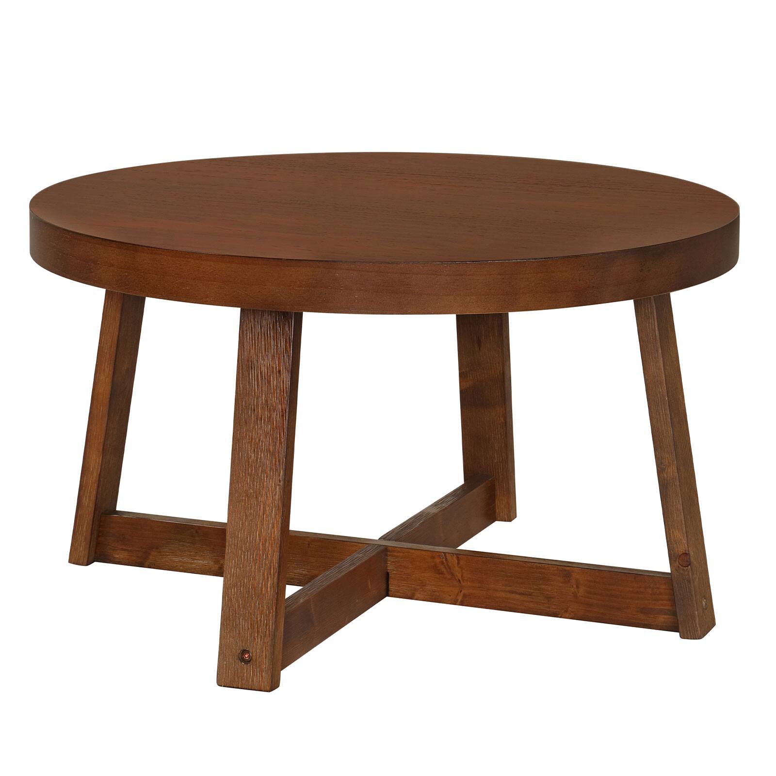 Alt View 9. Gymax - Gymax 30'' Wood Accent Table w/Thickened Top Cross-shaped Support Frame for Living Room Walnut - Brown.