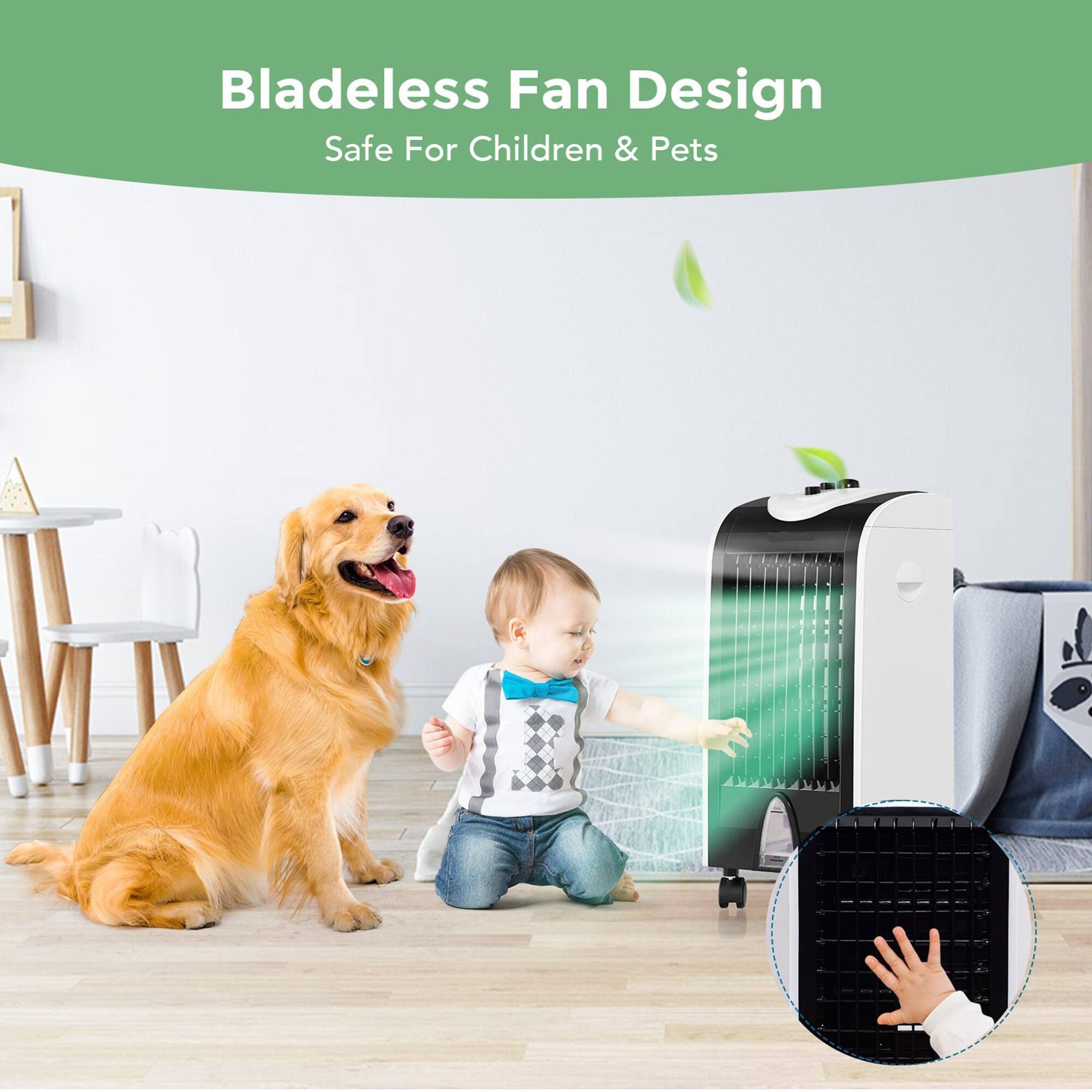 Bladeless Fan Design  
Safe For Children & Pets