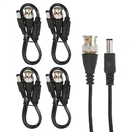 Unique Bargains - 4pcs 0.36M BNC Pigtail Cable BNC Male + DC Power Male Open End for DVR CCTV Camera - Black