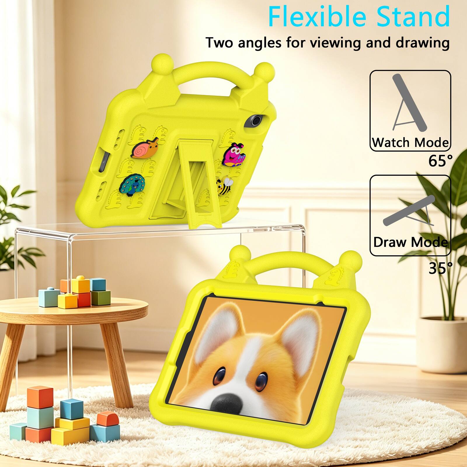 Flexible Stand  
Two angles for viewing and drawing  
Watch Mode 65°  
Draw Mode 35°