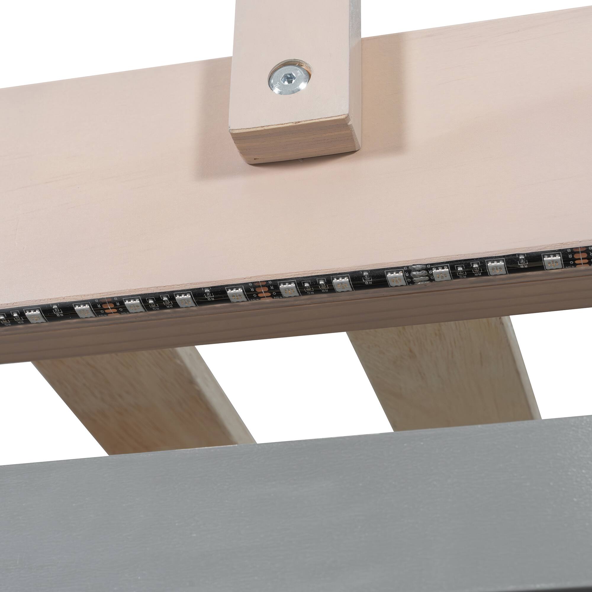 Alt View 3. Anysun - Full Size Castle Style Bunk Bed with 2 Drawers,Shelf,and LED - Grey.