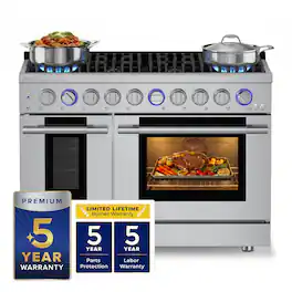 Hauslane - HausPro 48 in. 8 Burners (20,000 BTU) Freestanding Gas Range Range - Stainless Steel