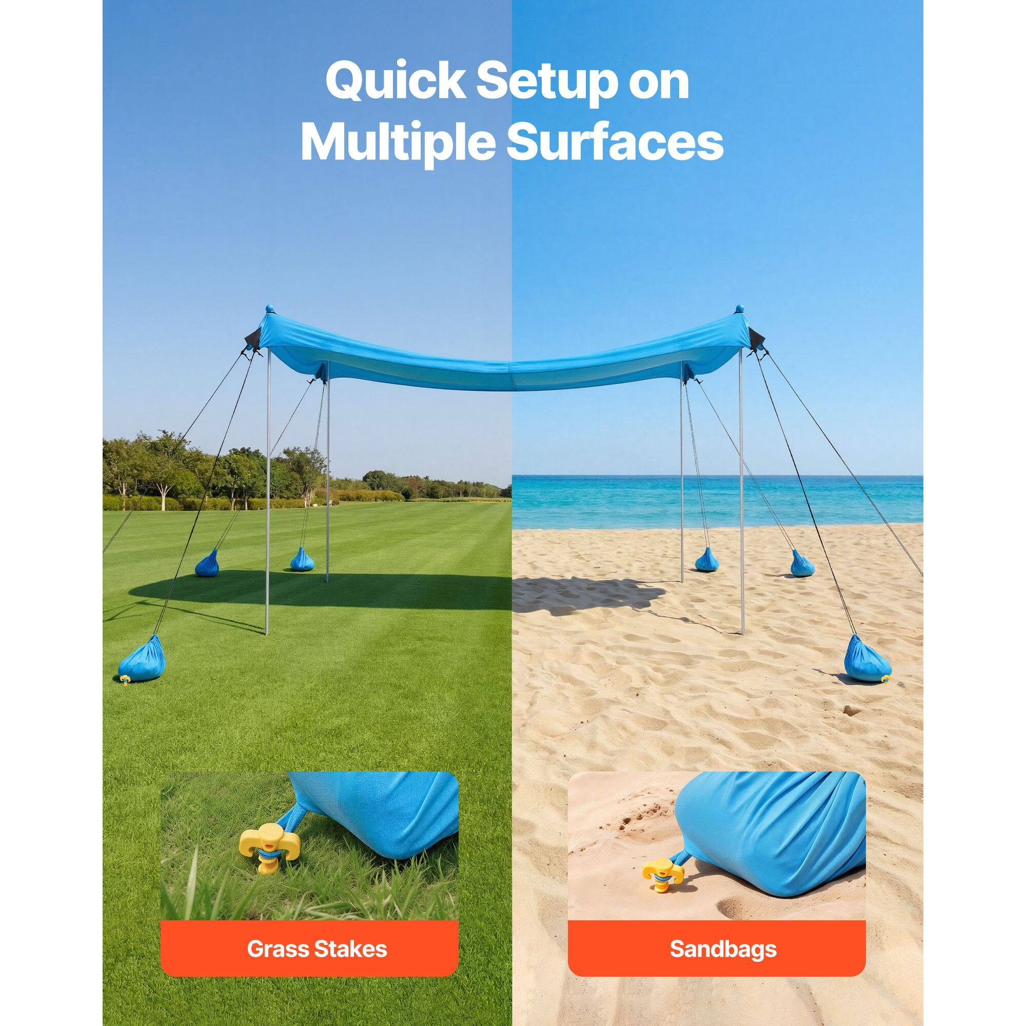 Quick Setup on Multiple Surfaces

Grass Stakes

Sandbags