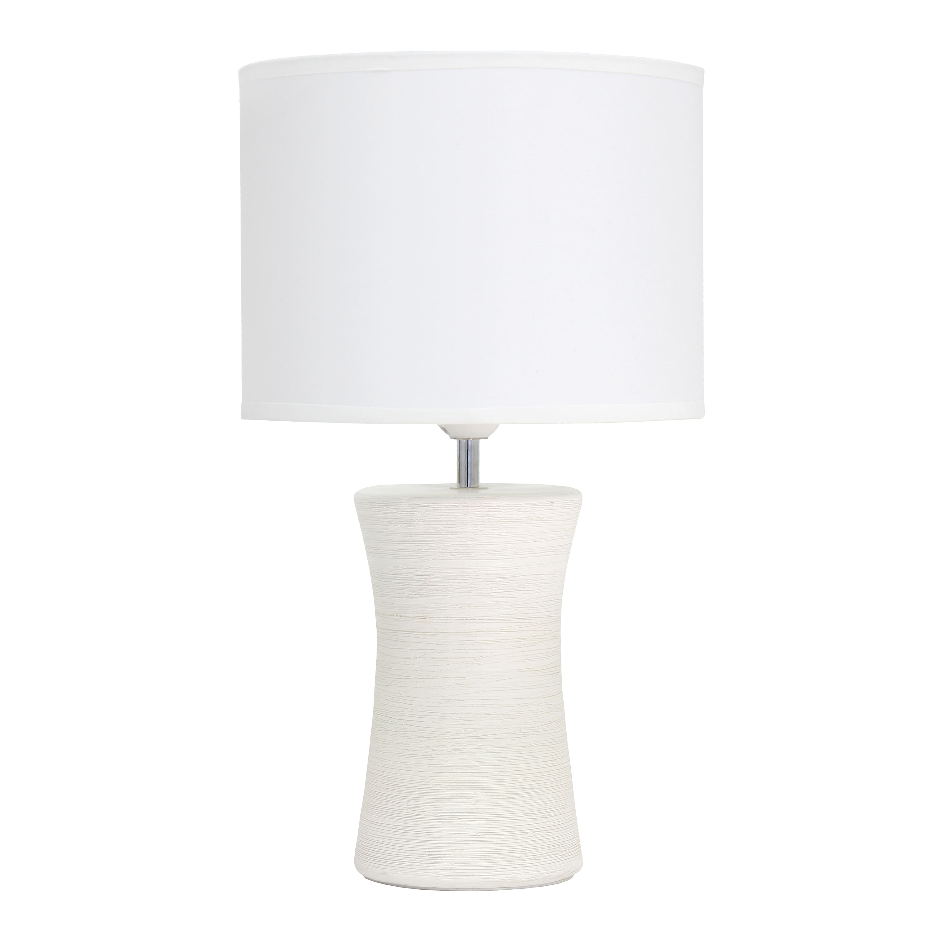 Front. Simple Designs - Ceramic Hourglass Table Lamp - Off white.
