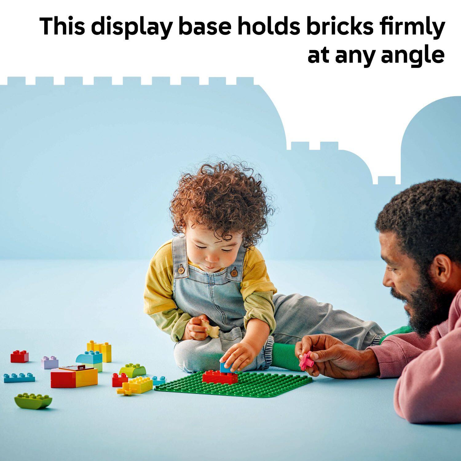 This display base holds bricks firmly at any angle.
