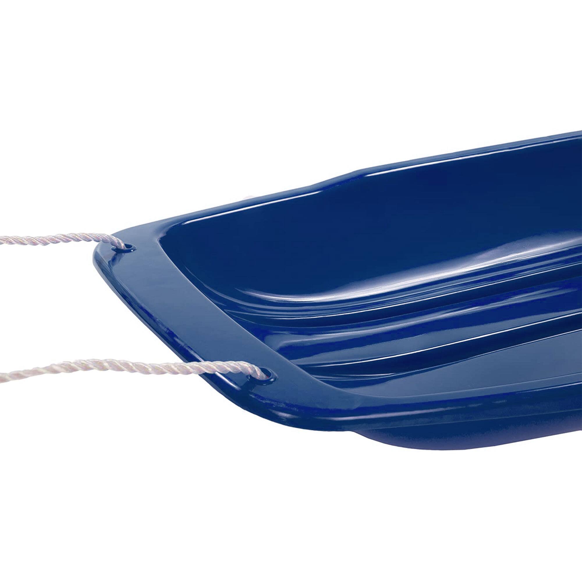 Alt View 3. Lucky Bums - Lucky Bums Kids 48 Inch 1 Person Plastic Snow Toboggan Sled with Pull Rope, Blue - Blue.