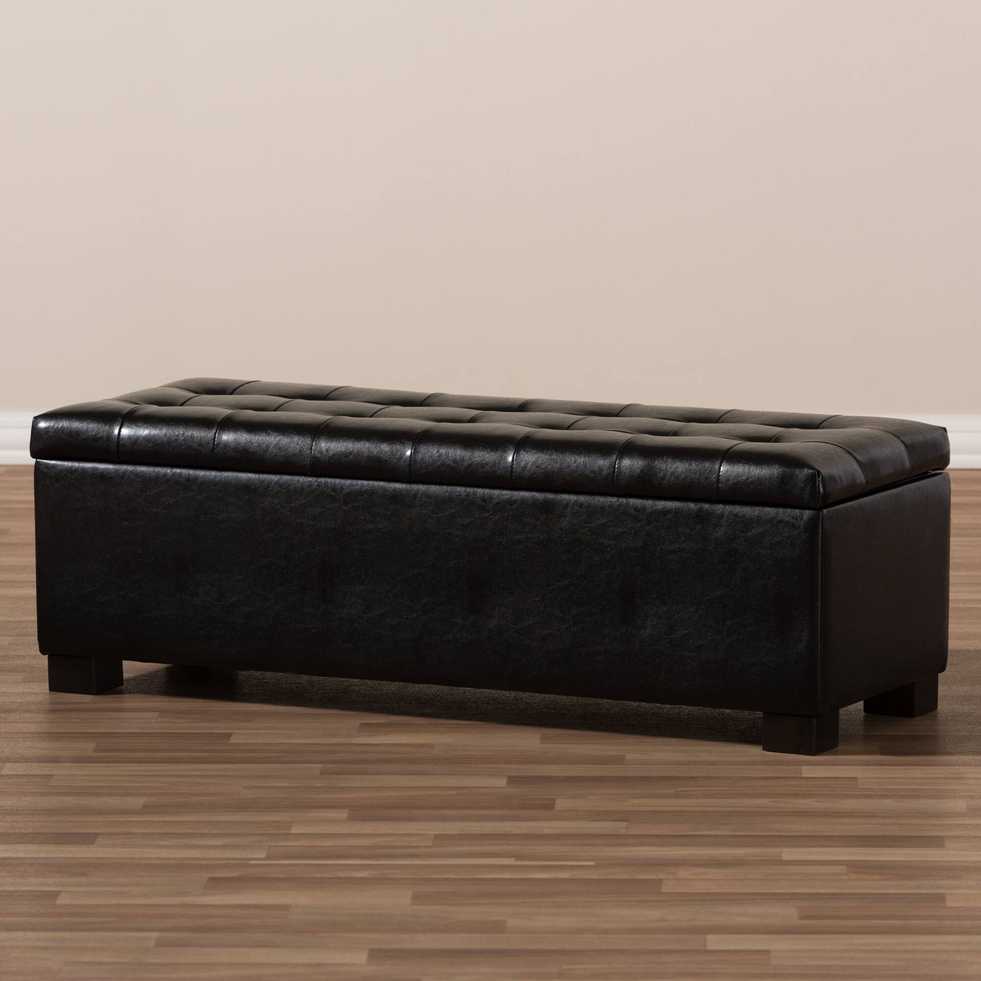 Alt View 3. Baxton Studio - Roanoke Contemporary Ottoman - Black.