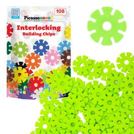 PicassoTiles - PICASSO-TILES 108PCS Light Green Interlocking Disc Building Blocks Toy Set for Kids – STEM Construction & Creative Play