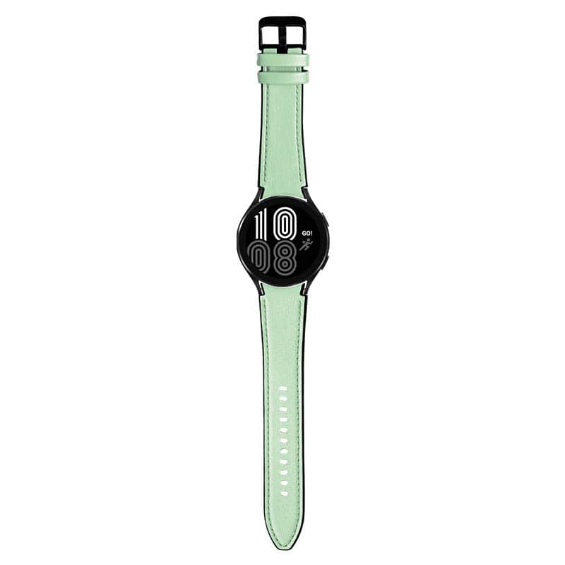 StrapsCo - Hybrid Strap Leather and Rubber Watch Band For Samsung Galaxy Watch 7 (Medium-Long) - Mint Green