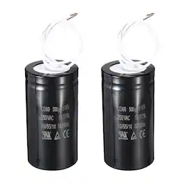 Unique Bargains - 2pcs CD60 Run Capacitor 500uF 250VAC 50/60Hz 2 White Wires Motor Start for Washing Machine Air Compressor - Black