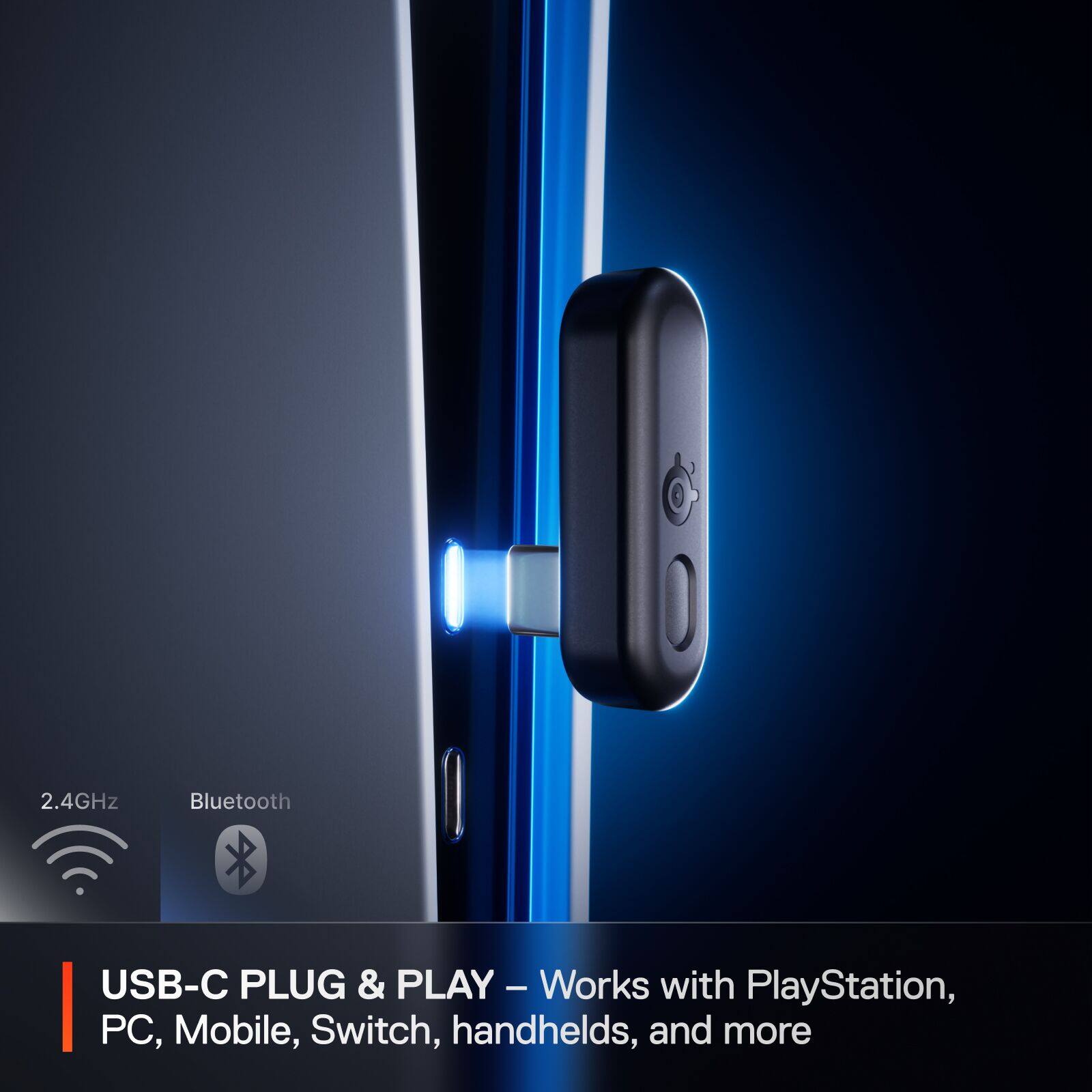 2.4GHz Bluetooth USB-C PLUG & PLAY - Works with PlayStation, PC, Mobile, Switch, handhelds, and more.