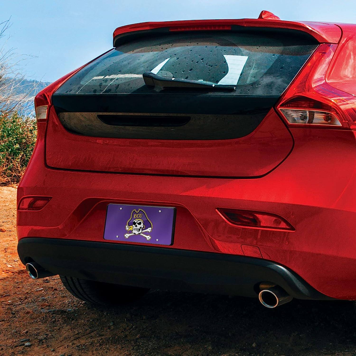 Alt View 2. Rico Industries - East Carolina Pirates Purple Mirrored Laser Cut License Plate Laser Tag - Multi.