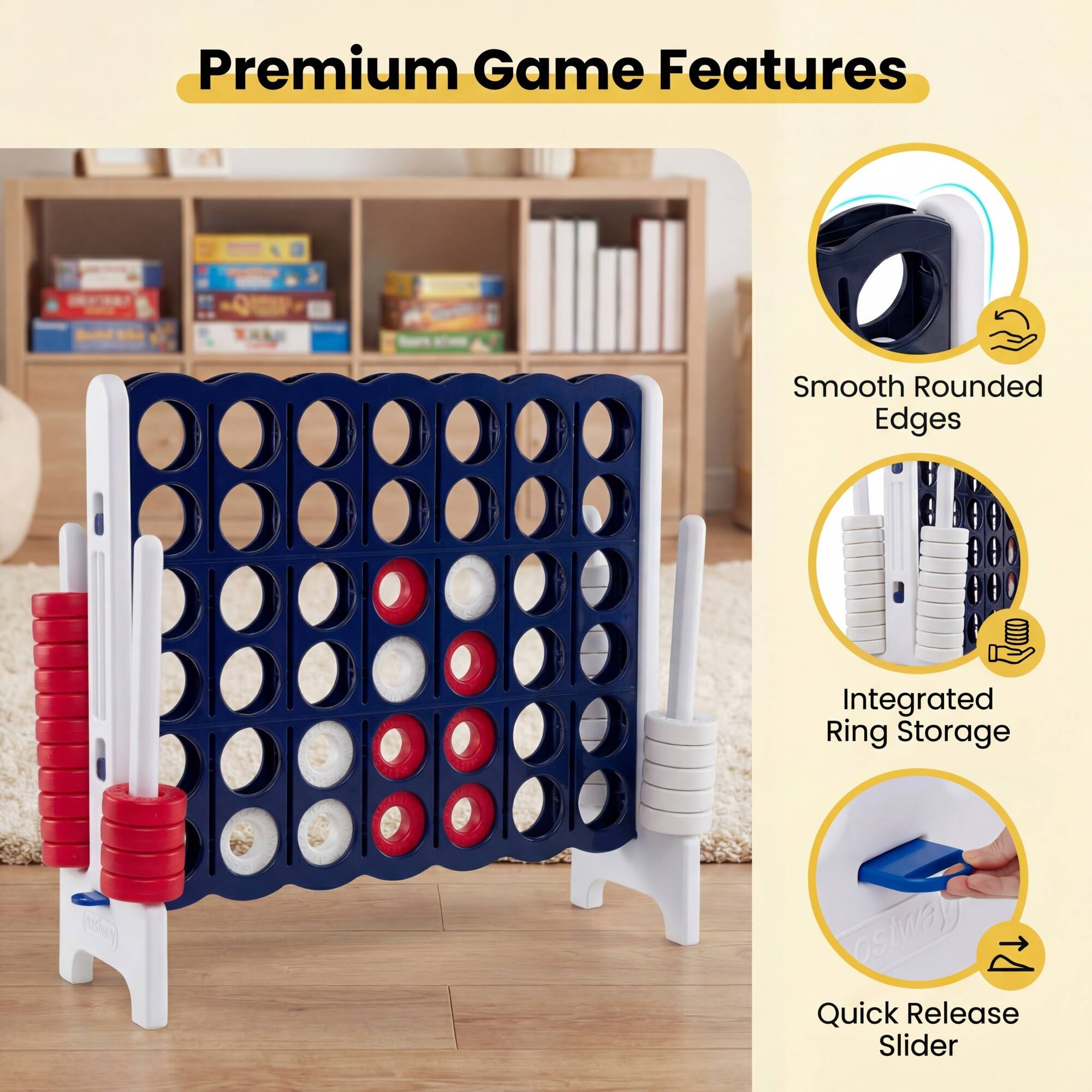 Premium Game Features

- Smooth Rounded Edges
- Integrated Ring Storage
- Quick Release Slider