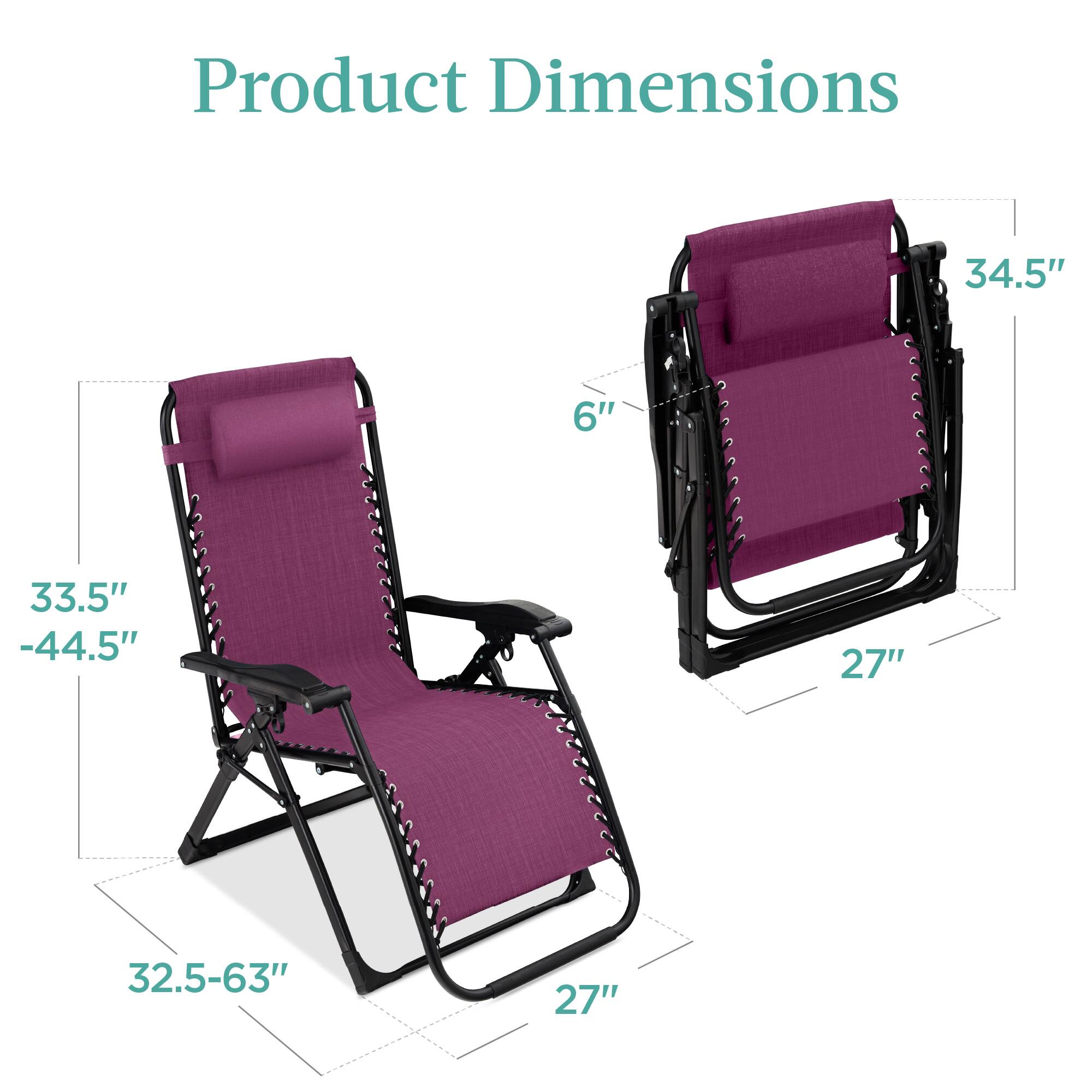 Product Dimensions

- Length: 32.5-63"
- Width: 27"
- Height: 33.5"-44.5"
- Seat Height: 6"
- Back Height: 34.5"