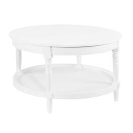 Coaster Co. of America - French Country Manor No Tools Round Coffee Table with Shelf - White