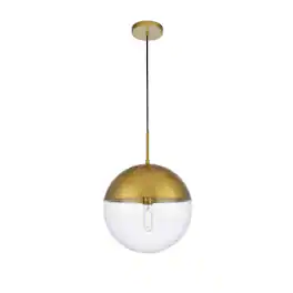 Living District - Eclipse 1 Light Brass Pendant With Clear Glass - Brass And Clear