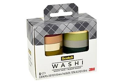 Scotch WASHI  
WASHI TAPE - RUBAN WASHI  
3M  
8 IN/PO x 7.65 YD (0.39 IN x 7 m) EA/CH, TOTAL 61.2 YD (56 m)