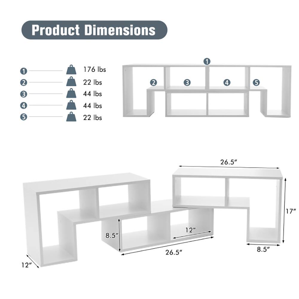 Product Dimensions

1. 176 lbs
2. 22 lbs
3. 44 lbs
4. 44 lbs
5. 22 lbs

Dimensions:
- 26.5" (length)
- 17" (height)
- 8.5" (depth)
- 12" (width)