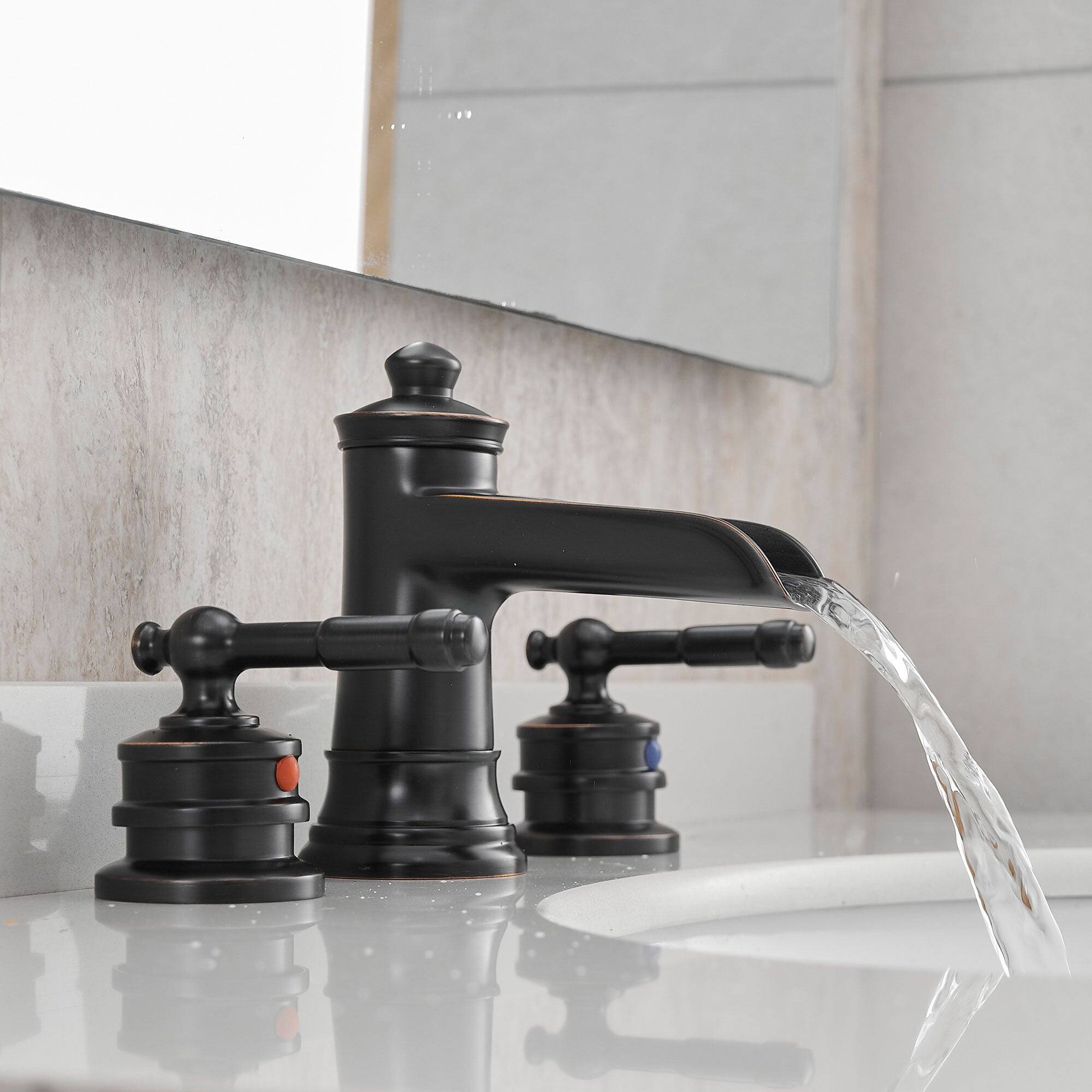 Alt View 9. Boyel Living - Classic 8 in. Widespread Double Handle Bathroom Faucet with Pop Up Drain, Water Supply Hoses in Oil Rubbed Bronze - Oil Rubbed Bronze.