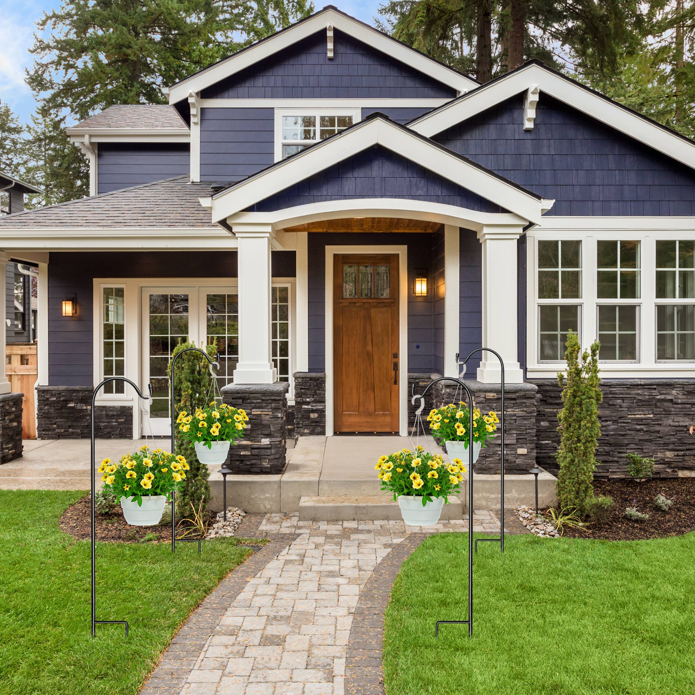 Alt View 1. Sorbus - Sorbus® Shepherd's Hooks - Set of 4 Extendable Garden Planter Stakes for Bird Feeders, Outdoor Décor, Plants - Black.