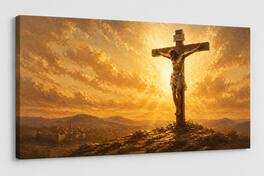 FC Design - Large Canvas 24x36" Frameless Golden Color Radiance Crucifixion Scene Art Painting Home Wall Décor - MultiColor