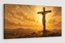 FC Design - Large Canvas 24x36" Ready-to-Hang Golden Color Radiance Crucifixion Scene Art Painting Home Wall Décor - MultiColor