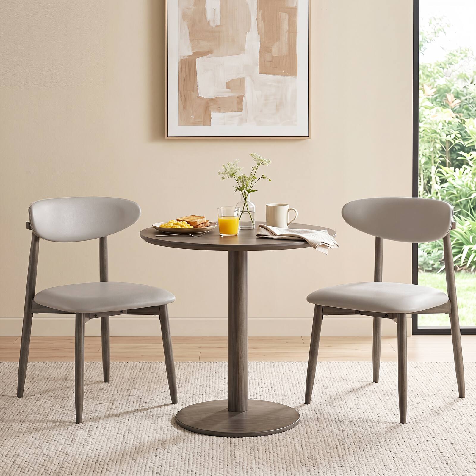 Alt View 4. Gymax - Gymax Wooden Dining Chairs Set of 4 Upholstered Kitchen Chairs w/ Curved Backrest Gray - Gray.