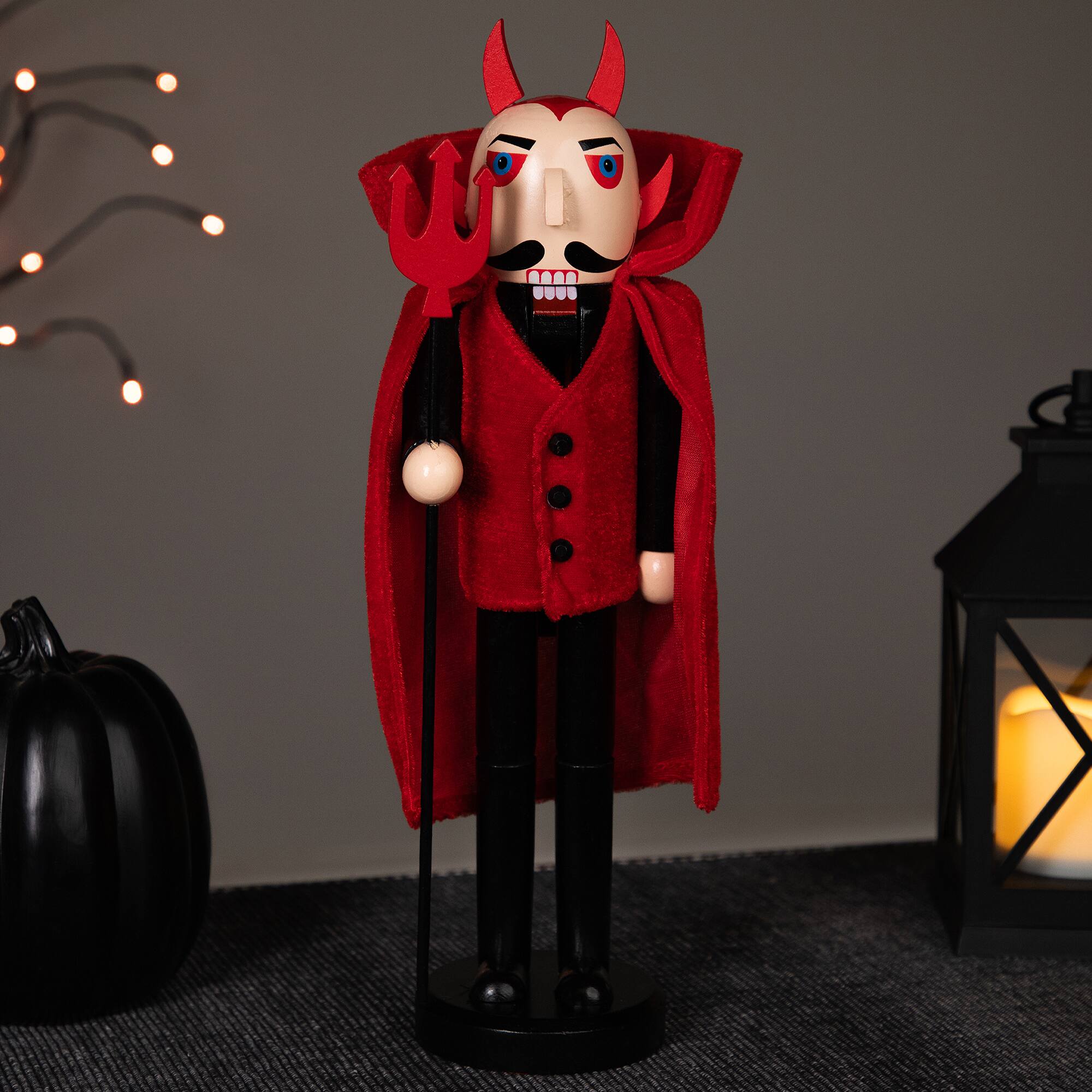 Front. Northlight - Devil with Pitchfork Halloween Nutcracker - 14" - Red and Black - Red.