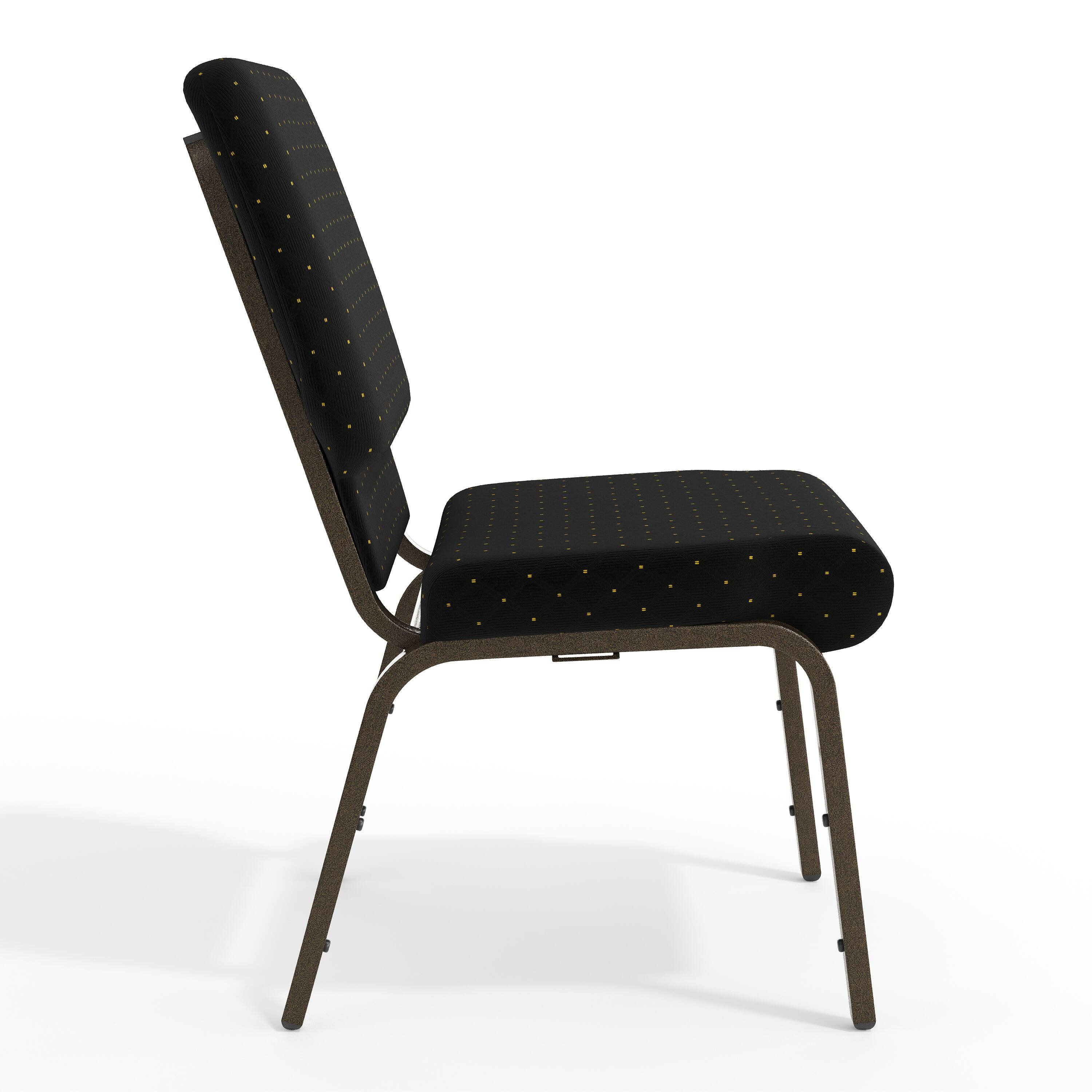 Left. Flash Furniture - HERCULES Series 18.5''W Stacking Church Chair in Black Dot Patterned Fabric - Gold Vein Frame - Black.