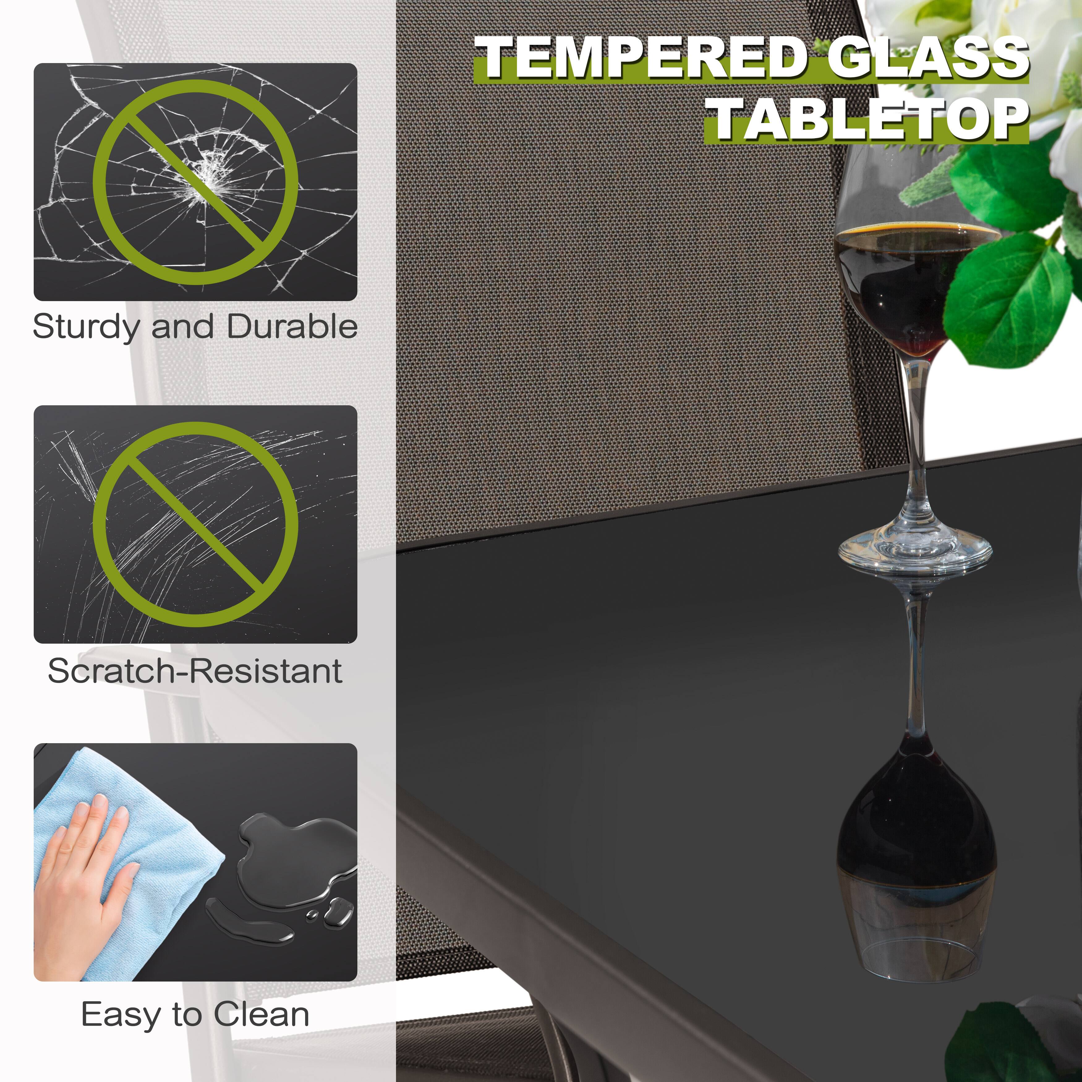 TEMPERED GLASS TABLETOP

- Sturdy and Durable
- Scratch-Resistant
- Easy to Clean