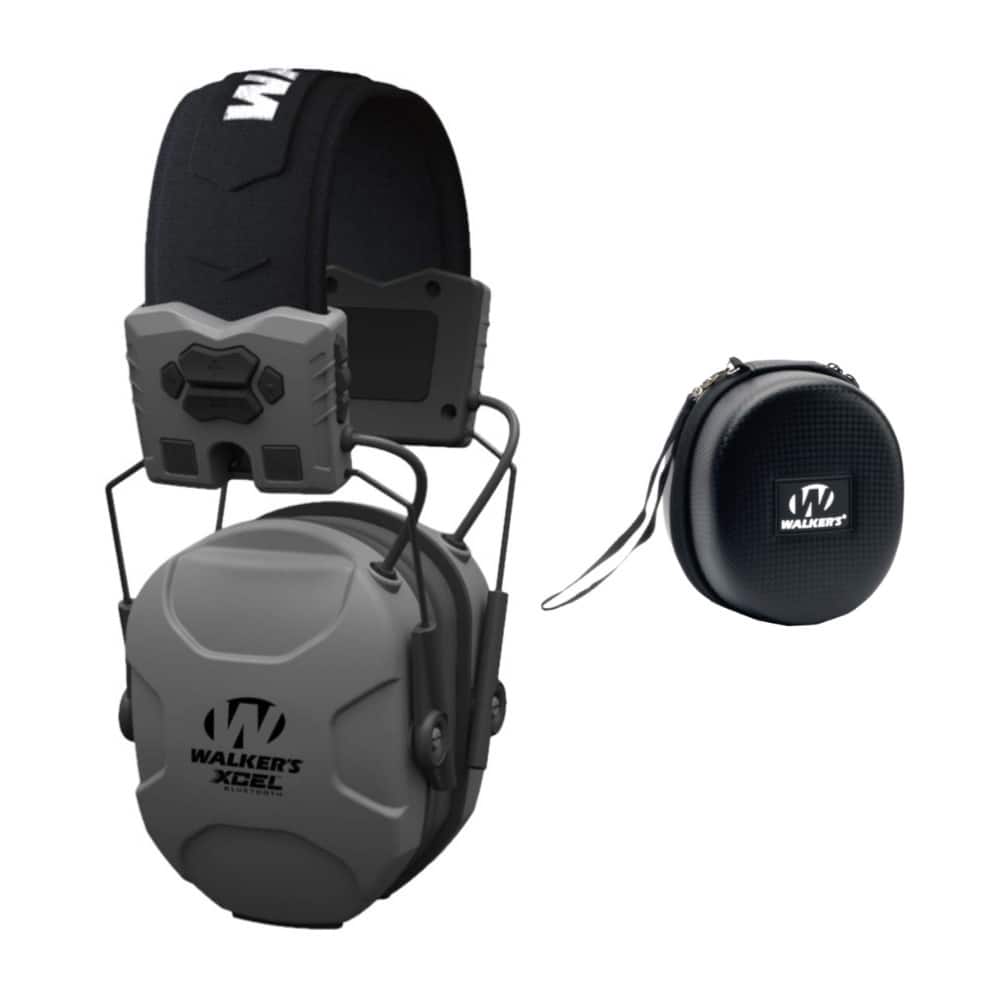Walkers - Walker's XCEL 500BT Digital Electronic Muff And Protective Case Bundle - Gray