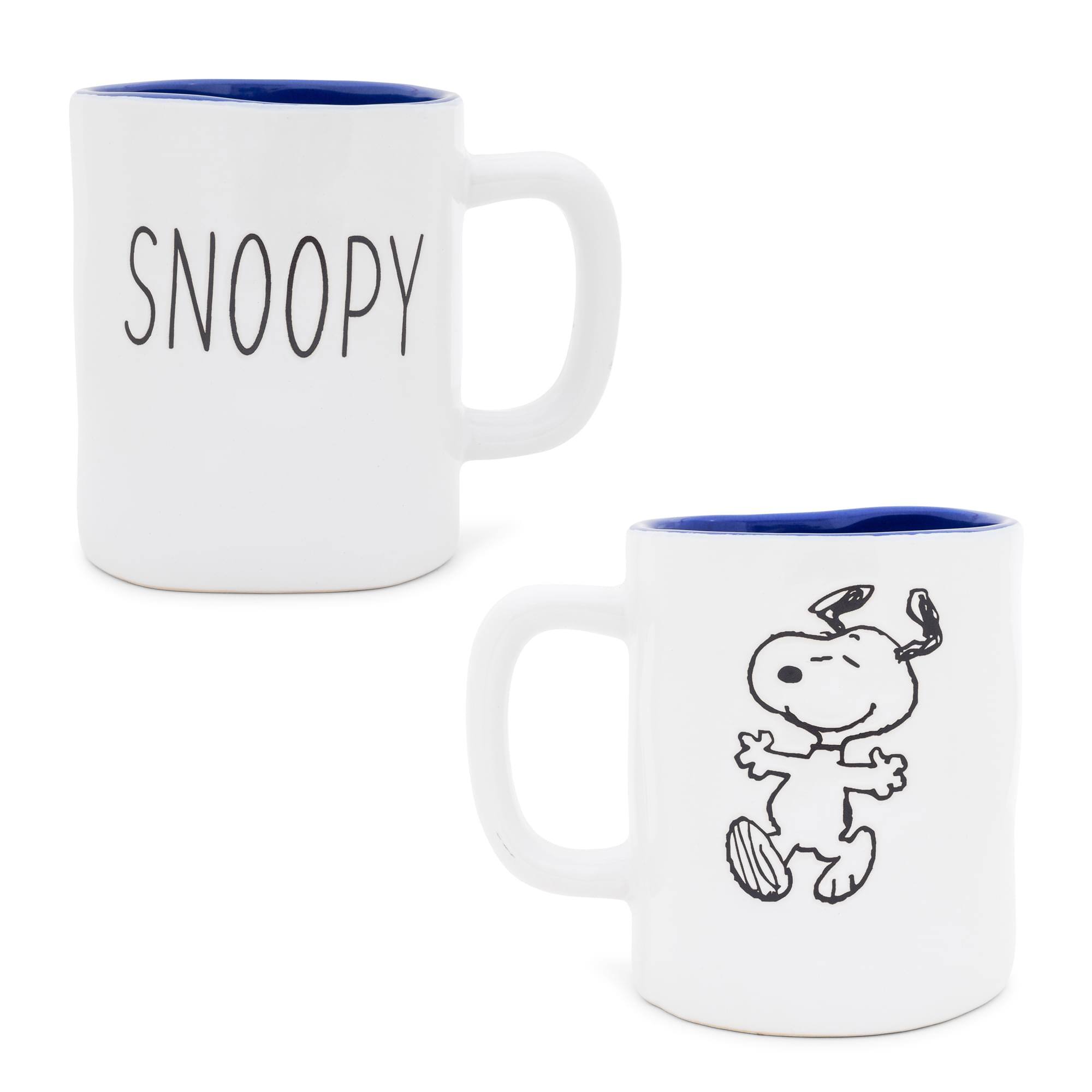 Front. Silver Buffalo - Peanuts Snoopy Ceramic Pottery Mug | Holds 25 Ounces - White.